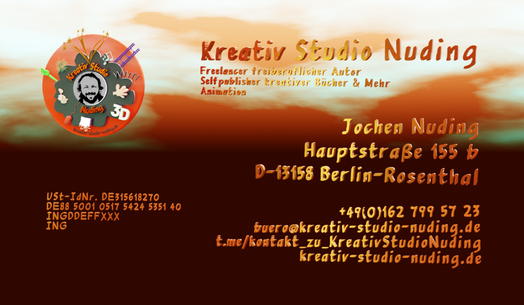 Autor Kreative Bücher Visitenkarte 3D Layout Kreativ Studio Nuding Vorderseite