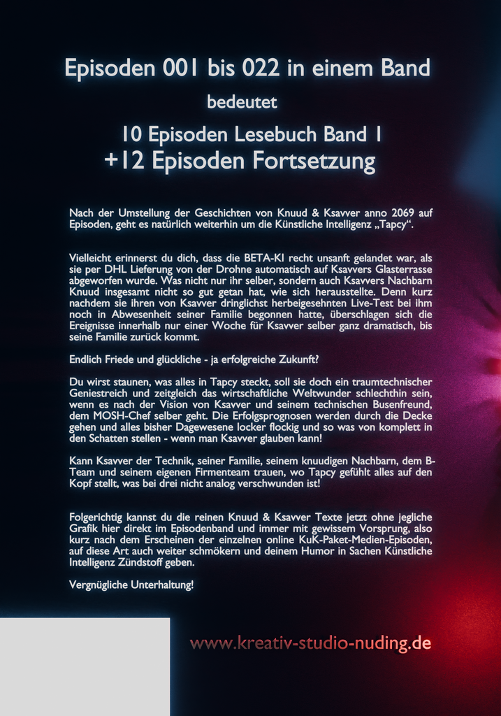 Episodenband 001-022 Knuud & Ksavver Leben mit persönlicher KI anno 2069 - Soft- & Hard-Cover B-Seite